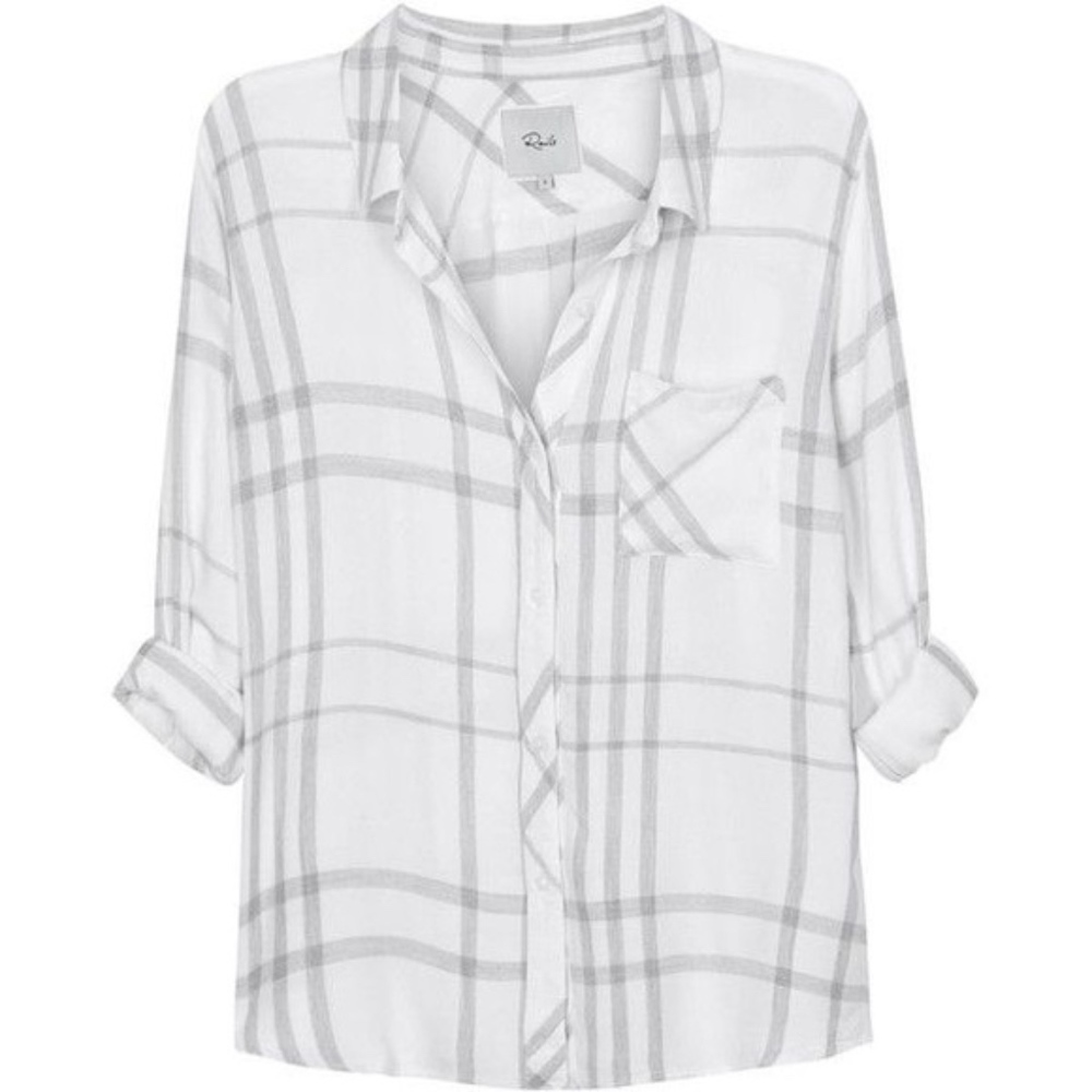 Rails Hunter Plaid White & Grey Button Down